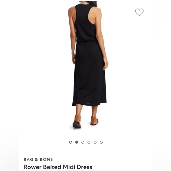 rag & bone Black Rower Belted Midi Dress Size Small - Picture 2 of 9